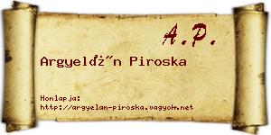 Argyelán Piroska névjegykártya